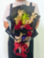 Beautiful Preserved Flower Bouquet Singapore: 3 Wine & 2 Midnight Black Rose