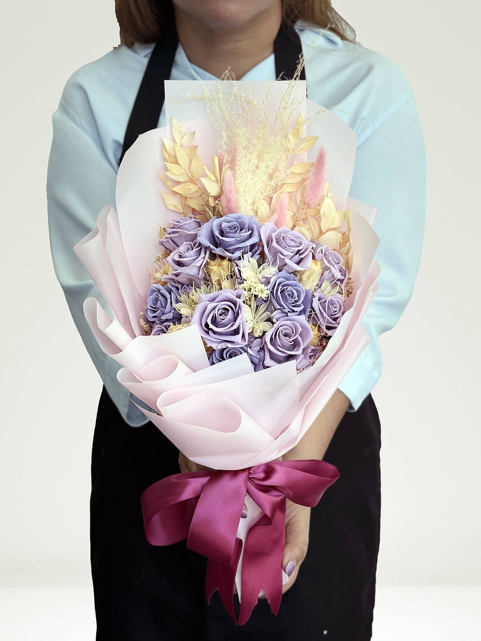 12 Preserved Lilac Purple Rose Bouquet Delivery SG