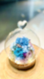Preserved Flowers Dome - Horizon Blue Carnation in Glass
