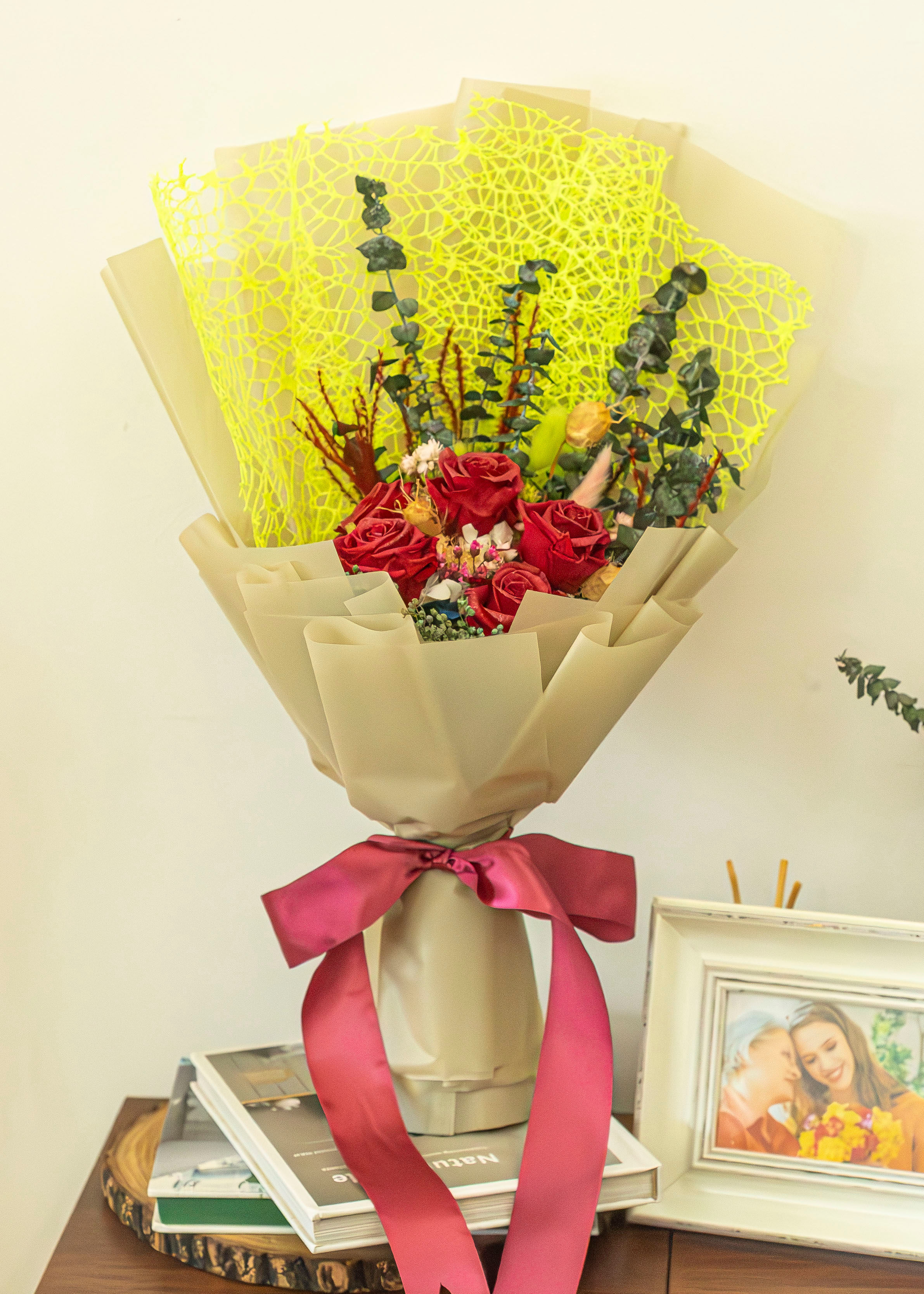 5 Large Sparkling Red Rose Bouquet - Luxury Romantic Gift