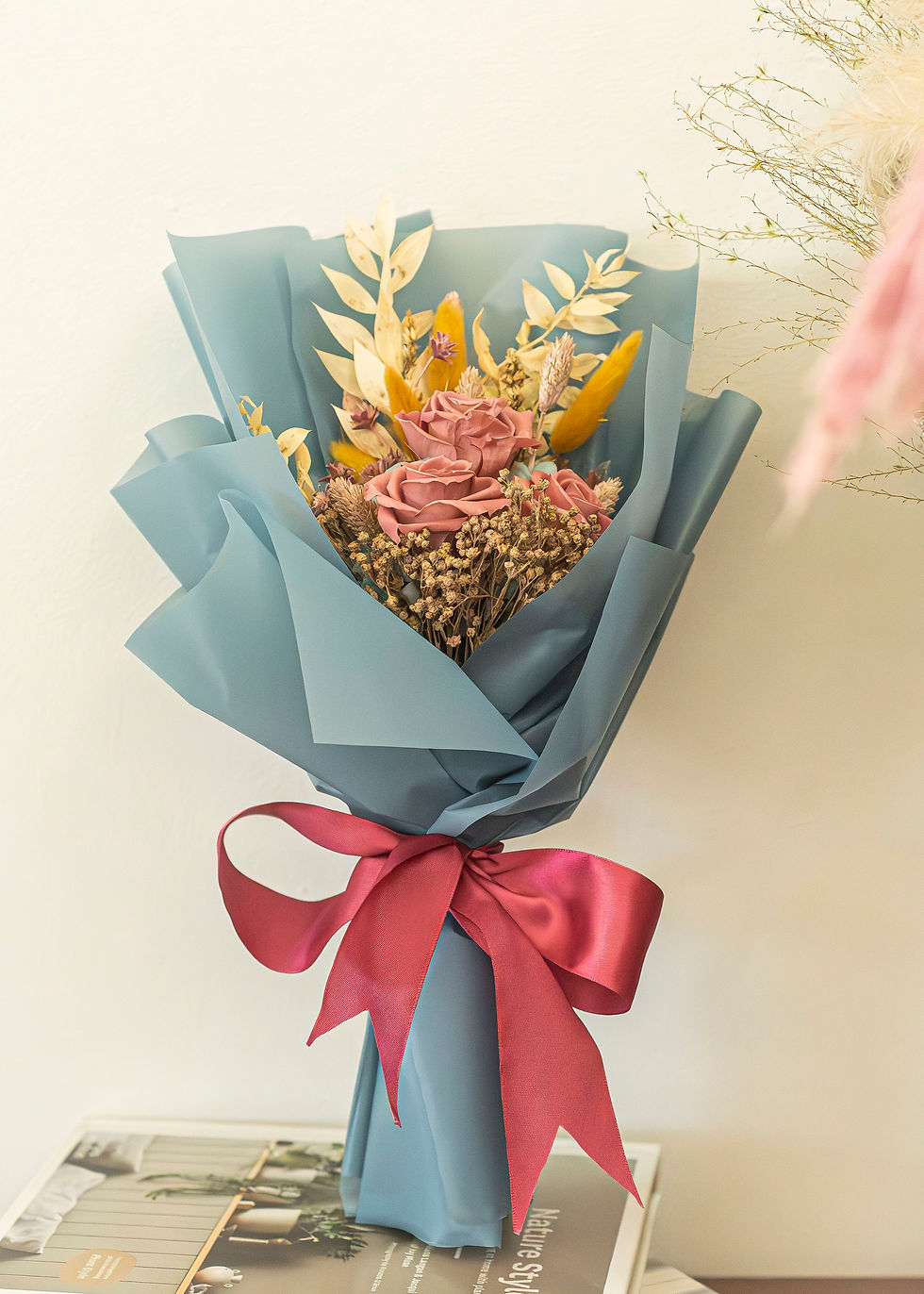 Beautiful Preserved Flower Bouquet Singapore: 3 Preserved Smoky Pink Rose