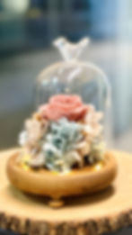 Preserved Flowers Dome -  Smoky Pink Rose in Glass