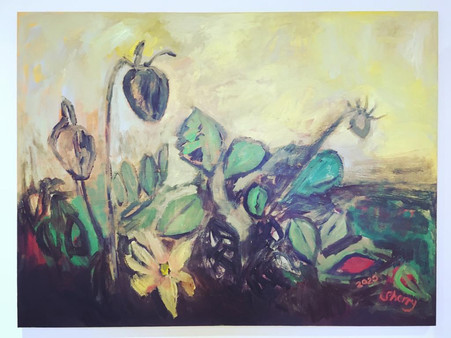Painted a fortnight before my father passed away. As I studied the flowers dying gently in the autumn sunshine, I intuitively got a sense his soul was preparing to leave this earth. Grief is never without its complexities and more conversations on the topic would soften its impactful wave.