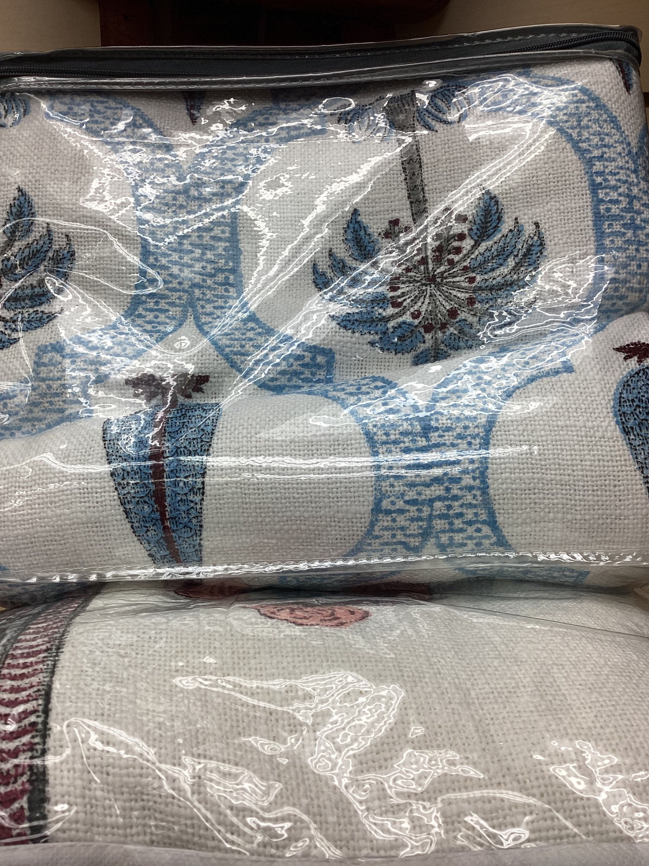 jute and cotton bed sheets hand block printed with two pillow covers 