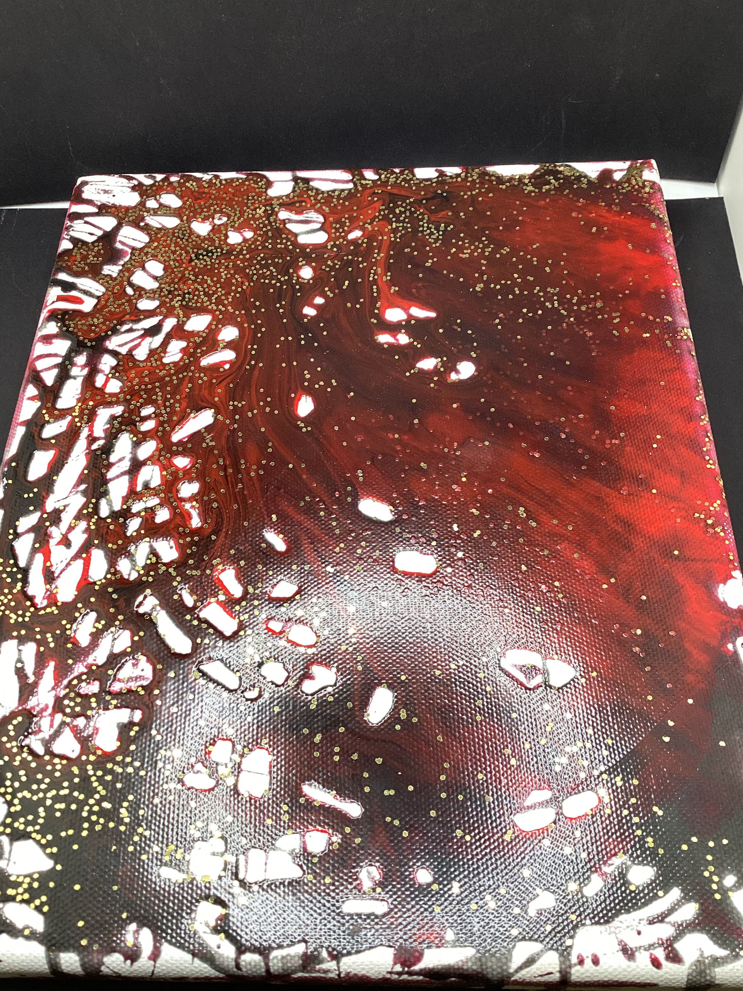 “Ramp” red and gold painting by Margaret Heart 8X10