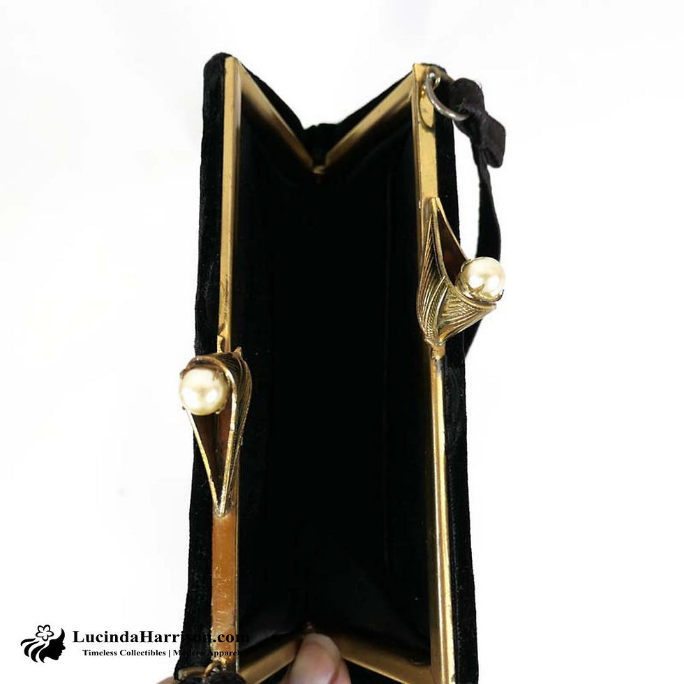 Thumbnail: Vintage 1940s Elegant Black Art Deco Evening Clutch Purse
