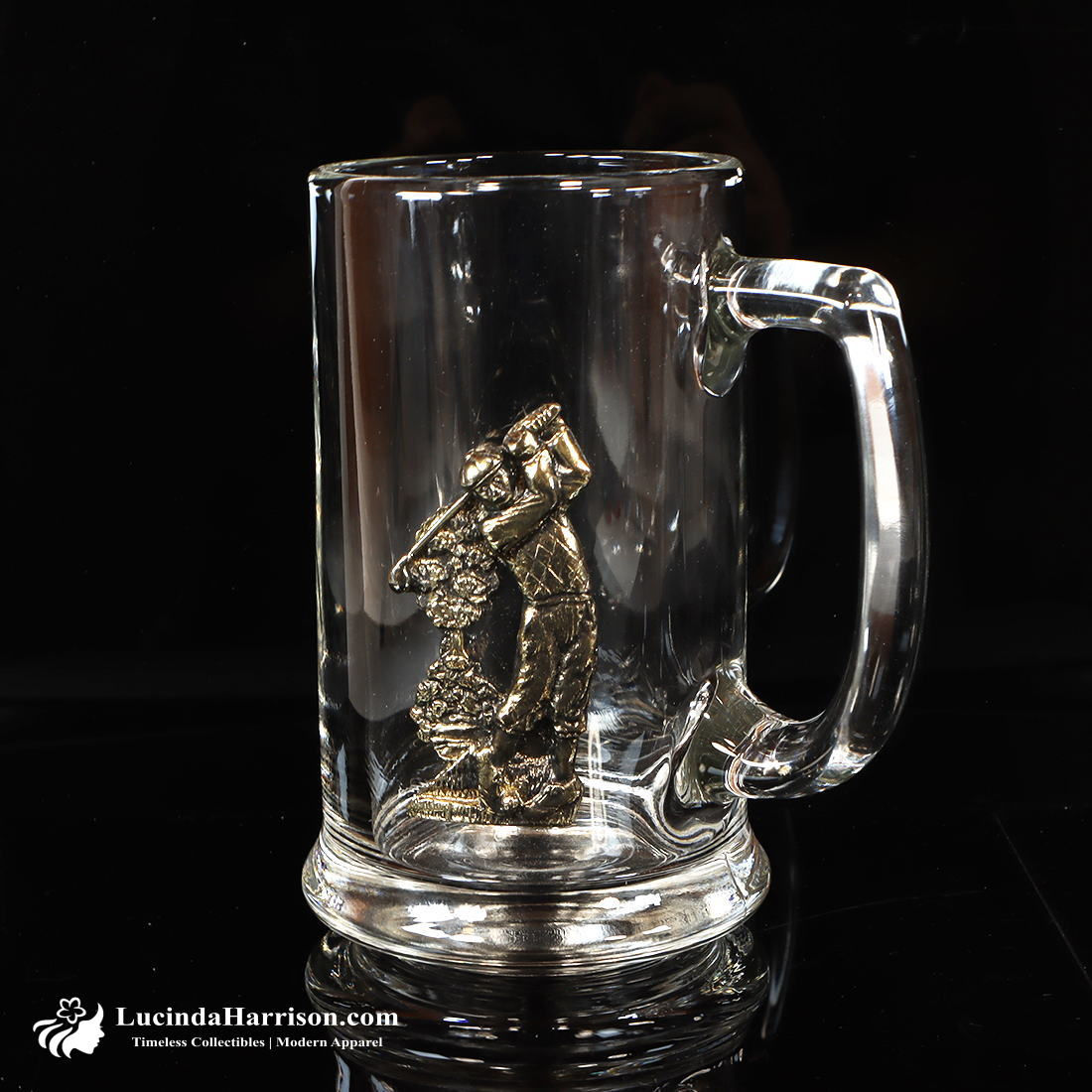 1988 Metzke Pewter Golf Glass Beer Stein Made in USA