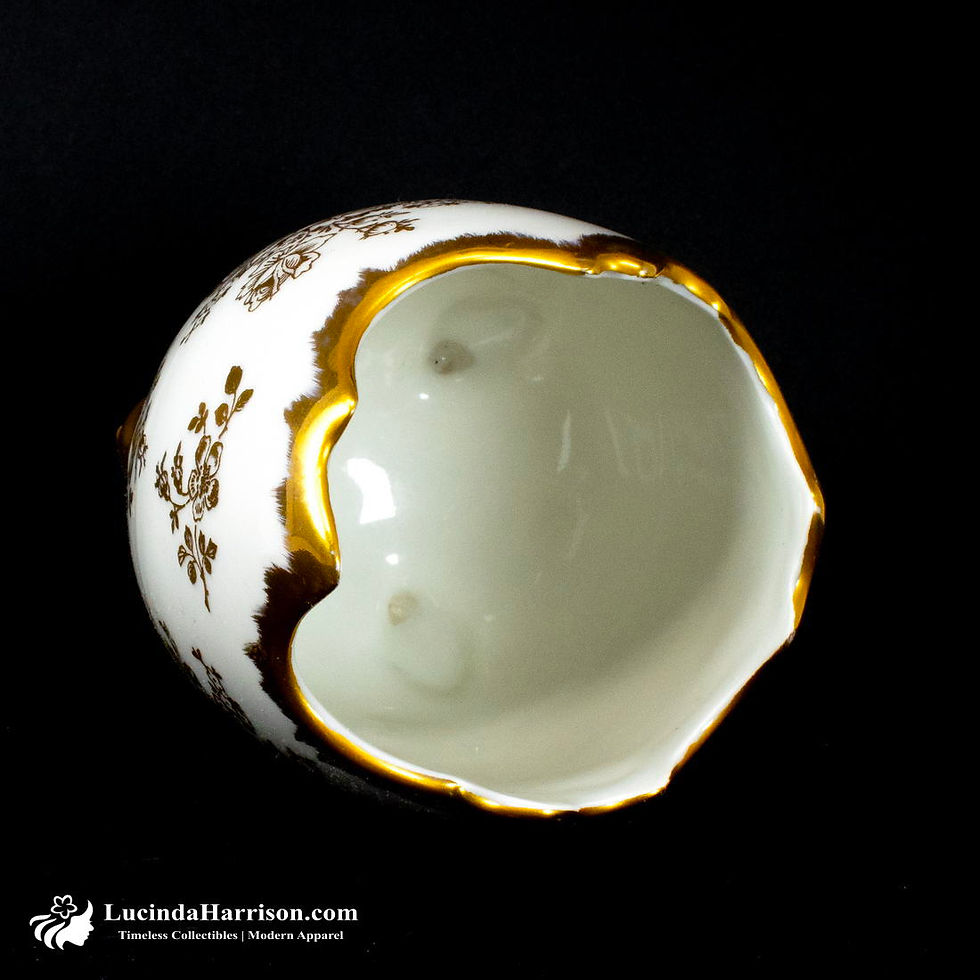 Thumbnail: Antique Limoges France Hand Painted Egg Vase Floral Bouquet Design
