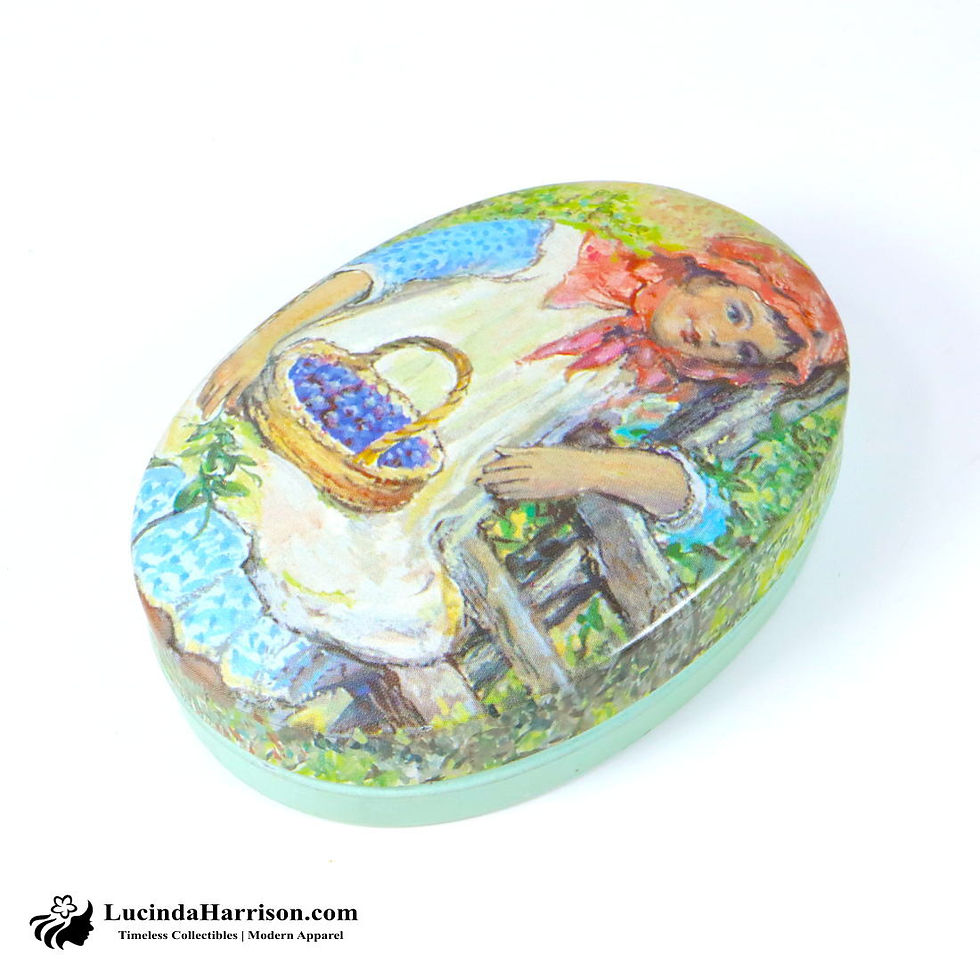 Thumbnail: Oval English Potpourri Tin Old World Young Maiden Design