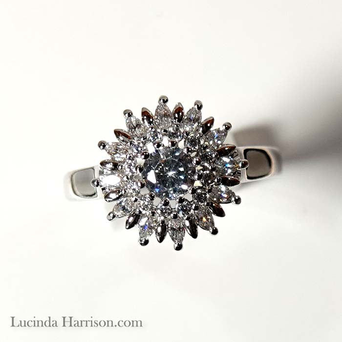 Thumbnail: Sparkling Rhinestone Crystal Halo Ring Size 8