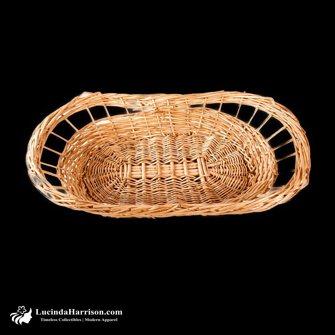 Vintage Breadbasket Open Weave Handwoven Wicker