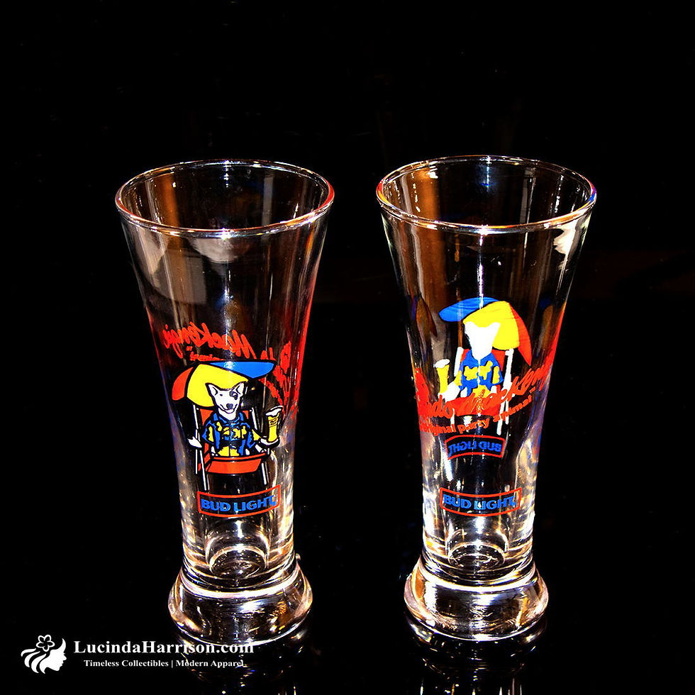 Thumbnail: 1987 Spuds Mackenzie Dog Bud Light Beer Pilsner Glass Set of 2