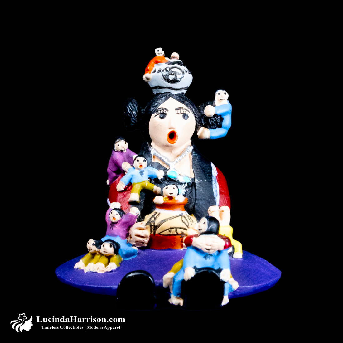 VTG Miniature Native American Woman Storyteller Figurine 12 Children