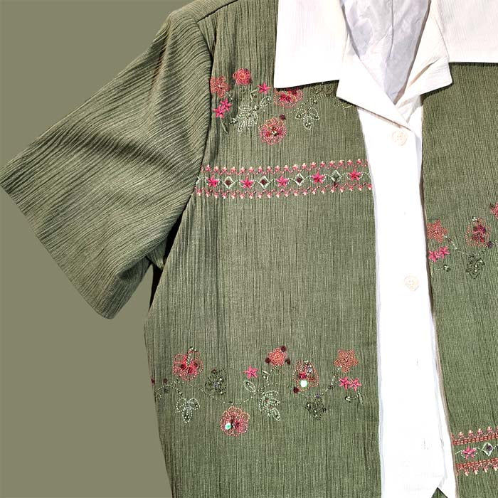 Thumbnail: Allison Daley Classy Button Up Top &amp; Pants 2 Piece Outfit Petite