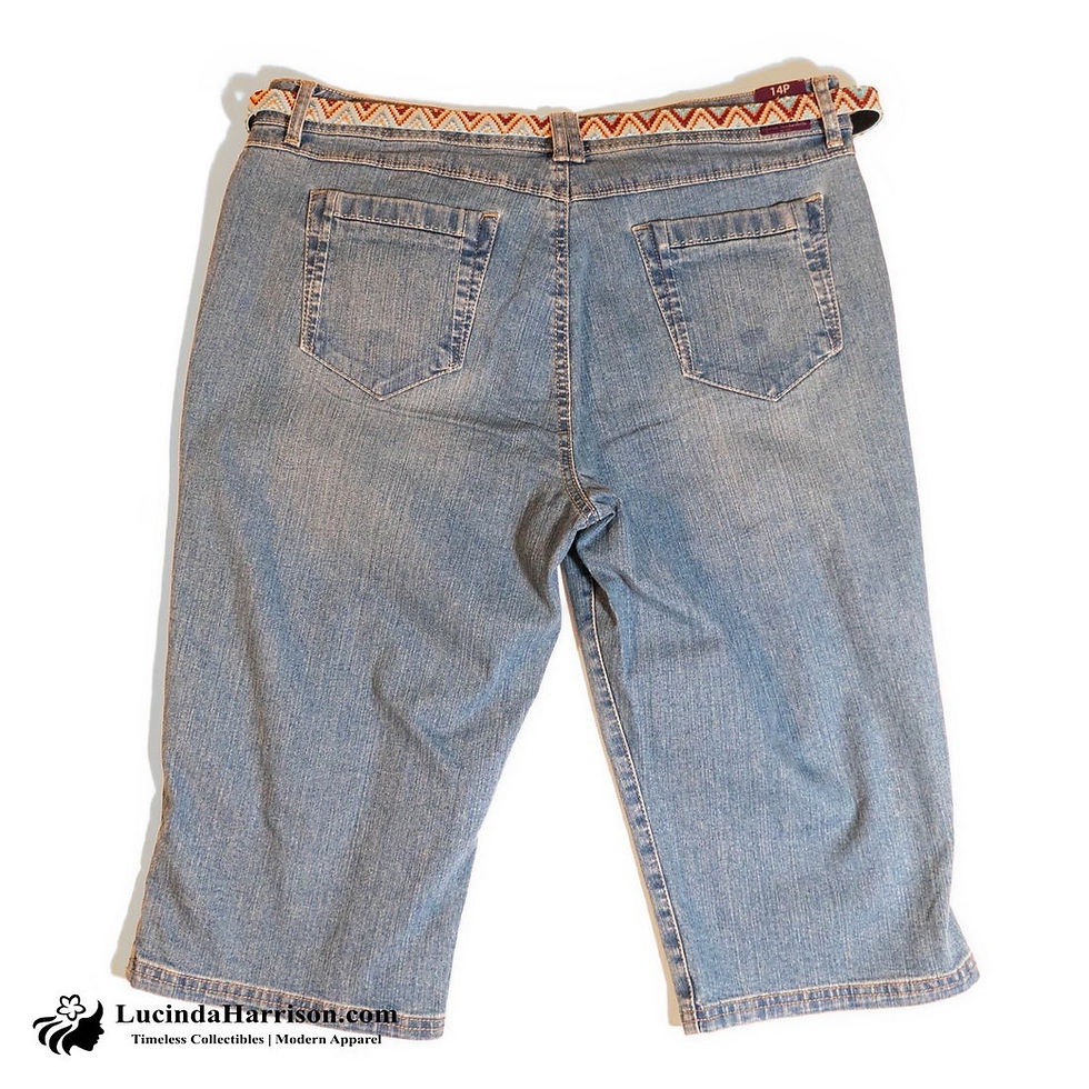 Thumbnail: Gloria Vanderbilt Petite Belted Capris Stonewash Jeans Petite 14P