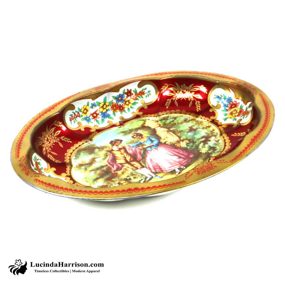 Thumbnail: Vintage 1970s Daher Decorated Ware England Tin Victorian Couple