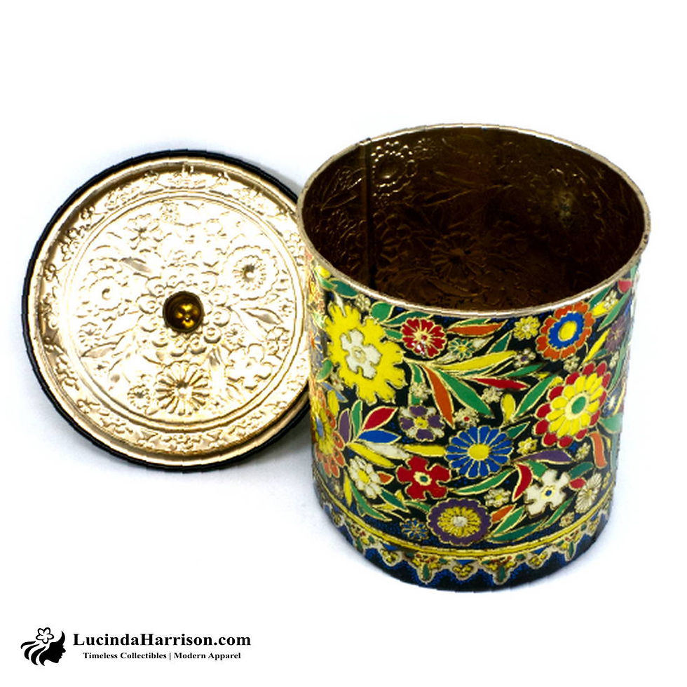 Thumbnail: Vintage 1960 Daher Embossed Floral Tin Canister Made in Holland