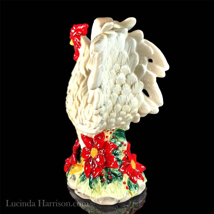 Thumbnail: Vintage 1990s Ceramic Glazed White Red Comb Rooster