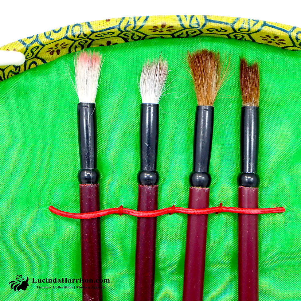Thumbnail: Oriental Chinese Calligraphy Set in Embroidered Case