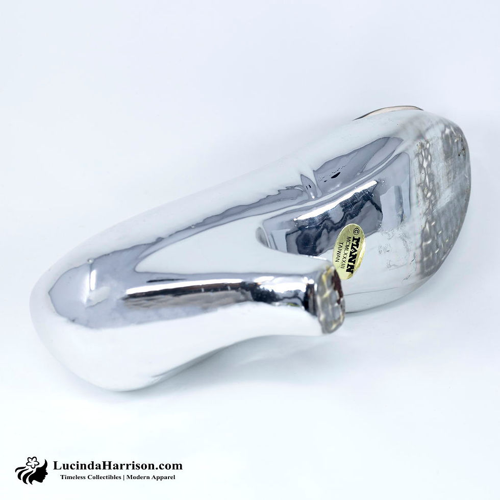 Thumbnail: Vintage Stunning Chrome Mirror-Finish Collectible Ceramic Decorative Shoe