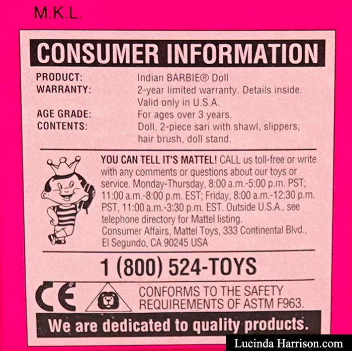 Thumbnail: 1995 India Barbie Dolls of The World MINT CONDITION