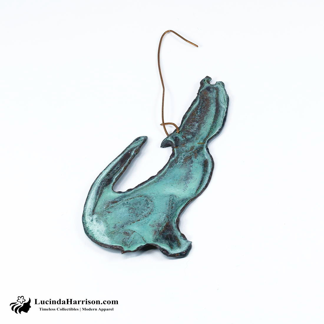 1980s Verdigris Copper Coyote Southwest Ornament