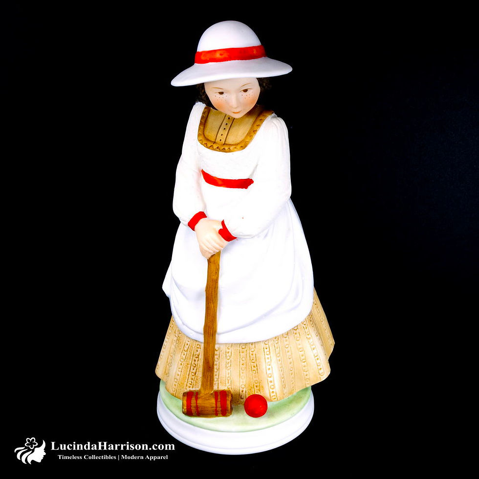 Thumbnail: Holly Hobbie "A Day To Enjoy" Porcelain Girl Playing Croquet