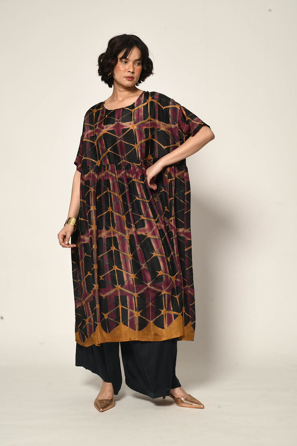 Thumbnail: Itajime Silk Wan Chai Dress | midnight