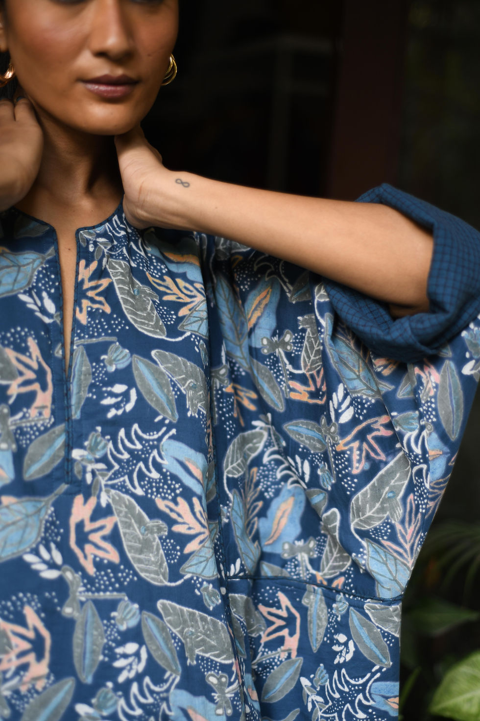 House of Wandering Silk discharge block printed kaftan