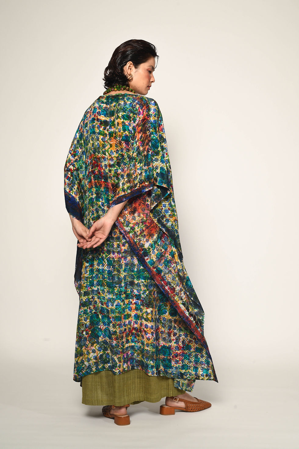Thumbnail: Drop Cloth Silk Kaftan | moss