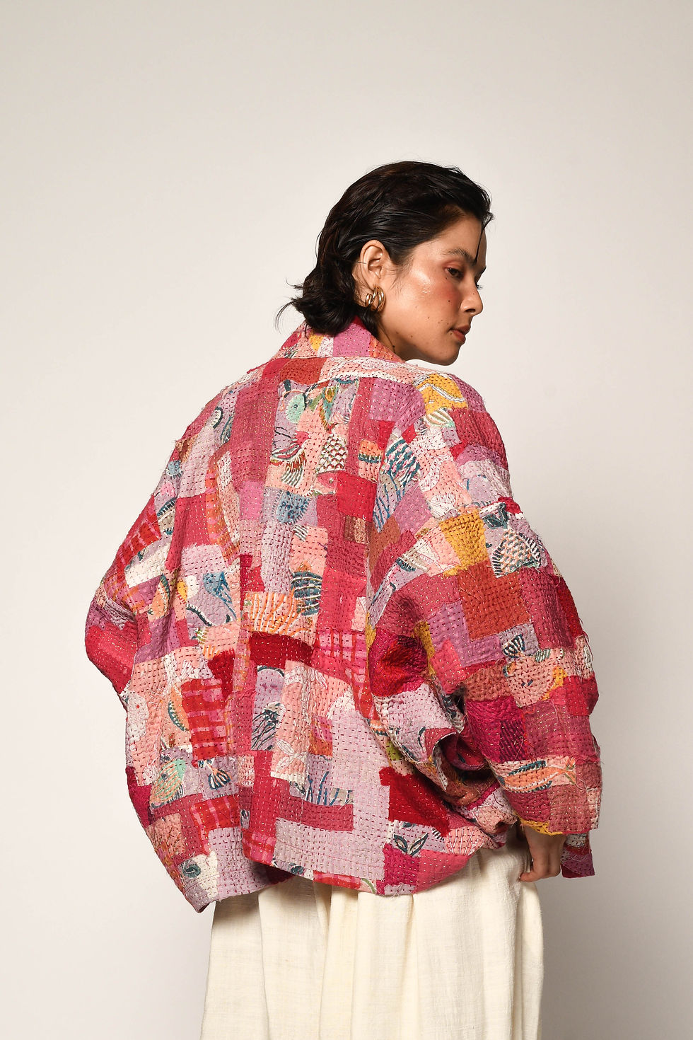 Thumbnail: Reversible Kantha Patch Donza | ruby & rani pink