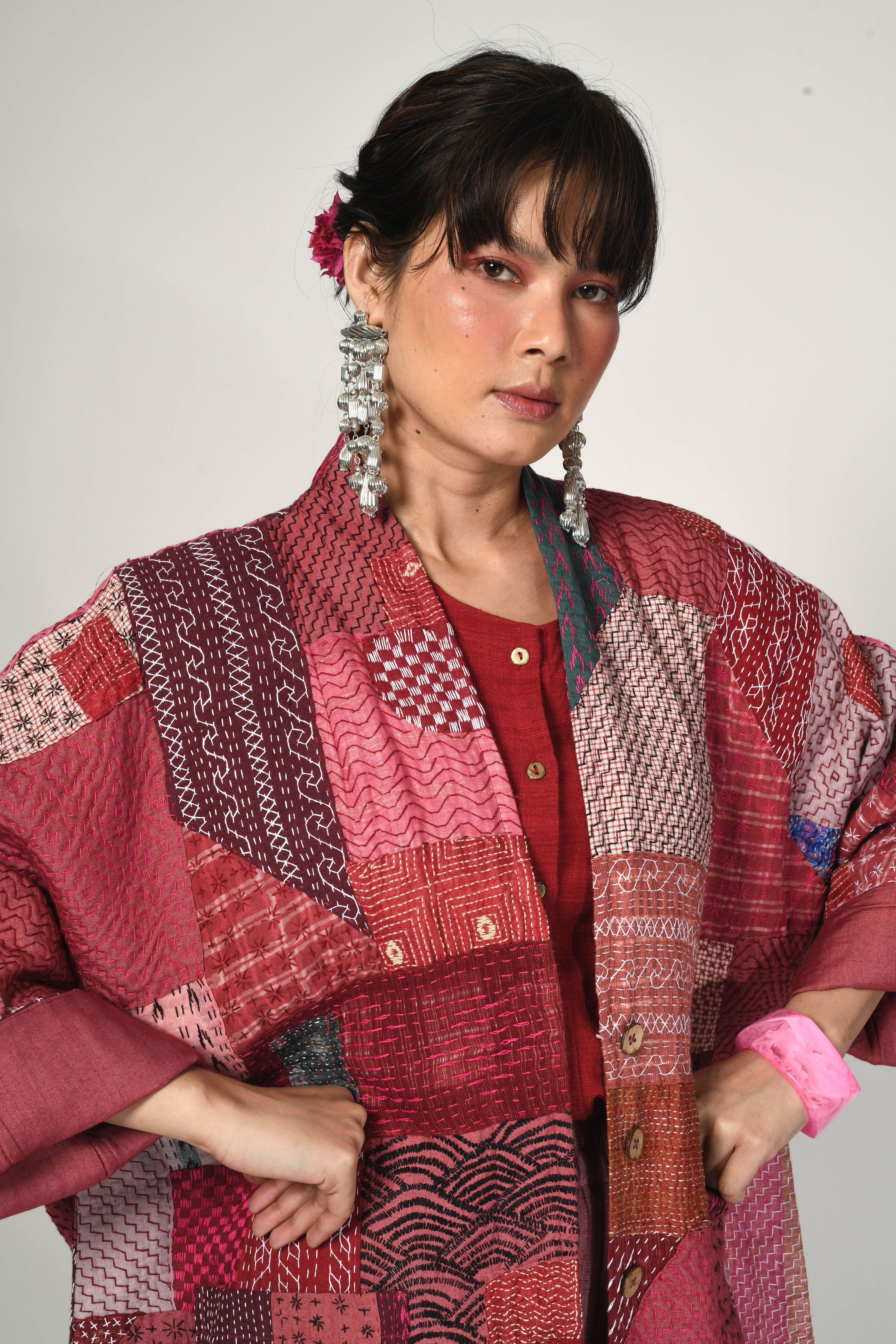 Kantha Sampler Duster | ruby