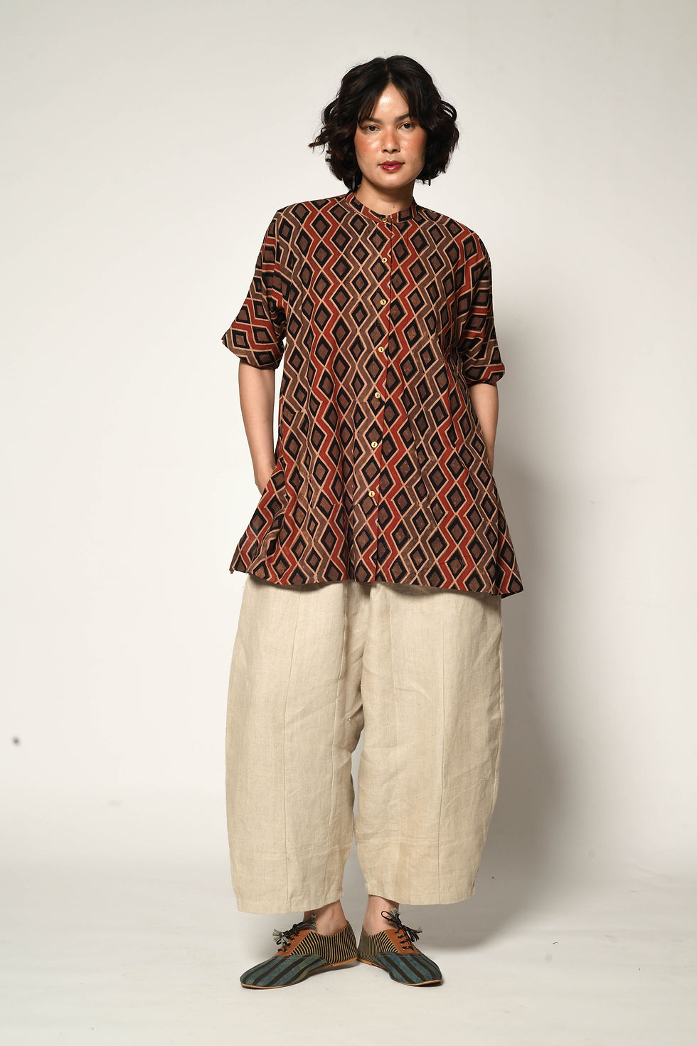 Thumbnail: Ajrakh Cotton Fjord Shirt | madder & tanine