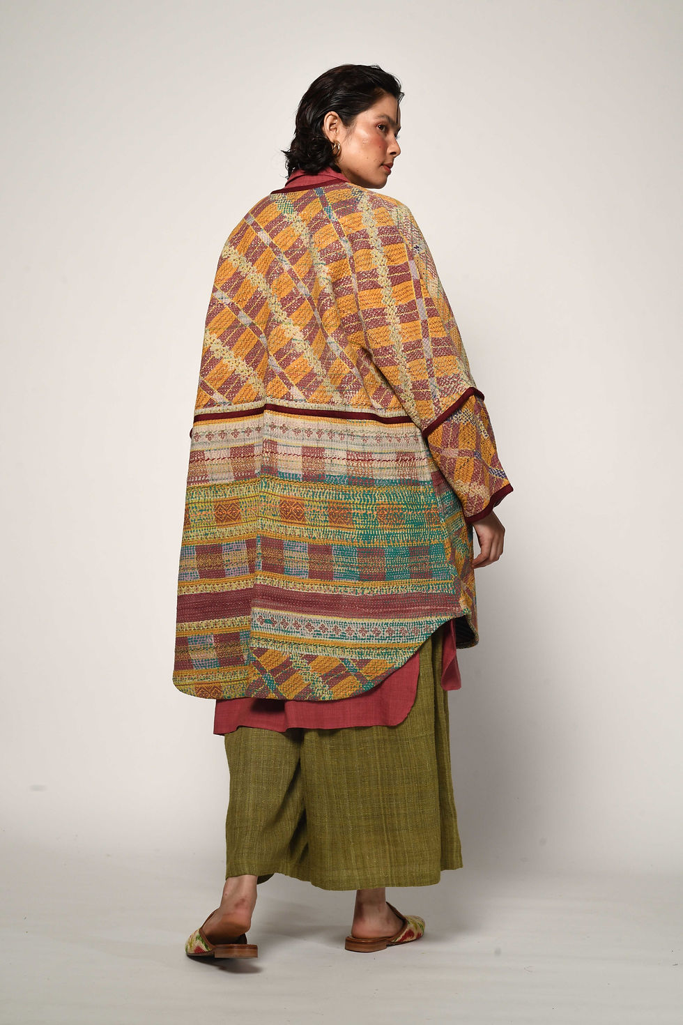 Thumbnail: Reversible Vintage Kantha Coat | sahel