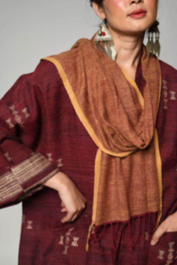Eri Peace Silk Muffler | natural dye turmeric X madder