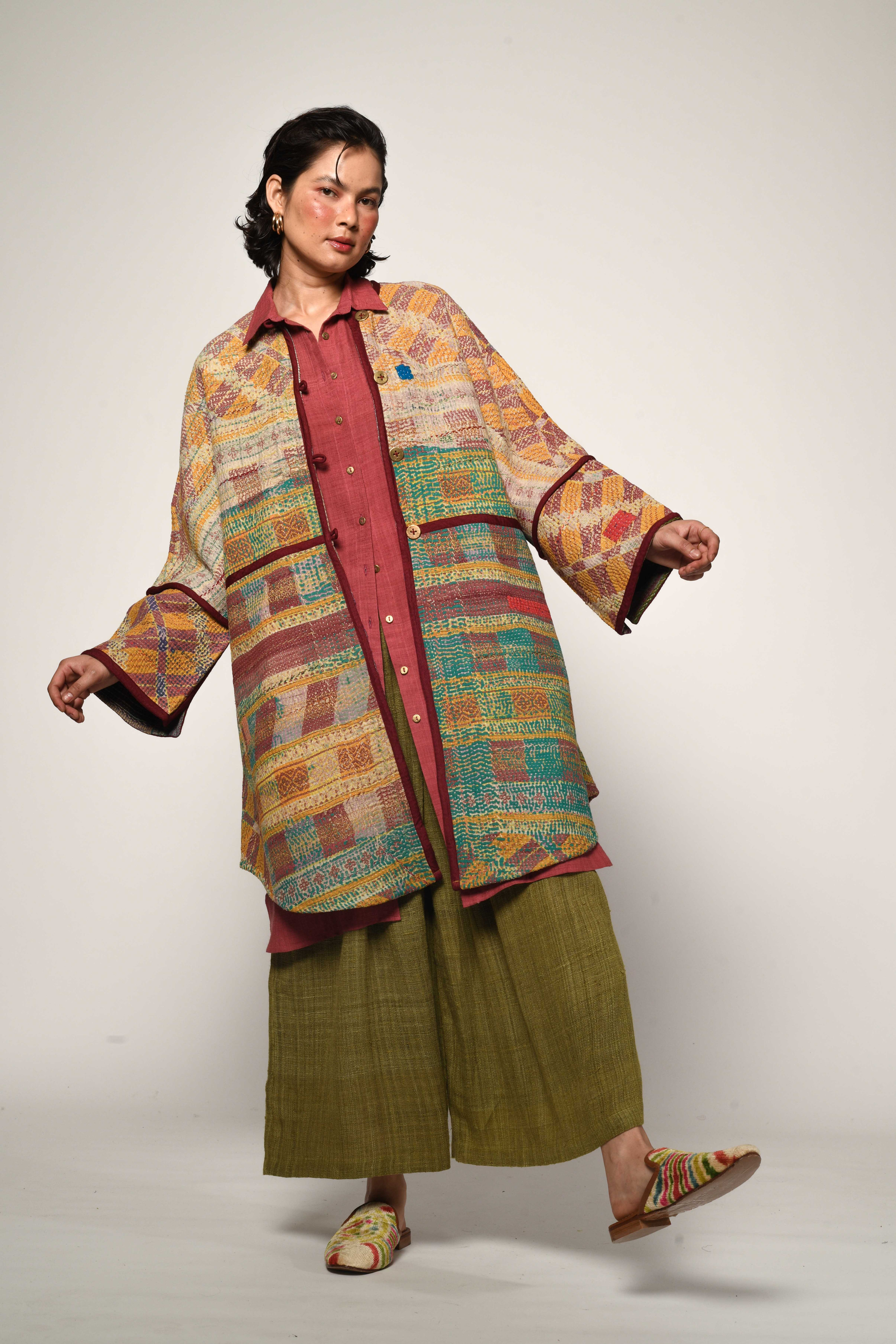 Reversible Vintage Kantha Coat | sahel