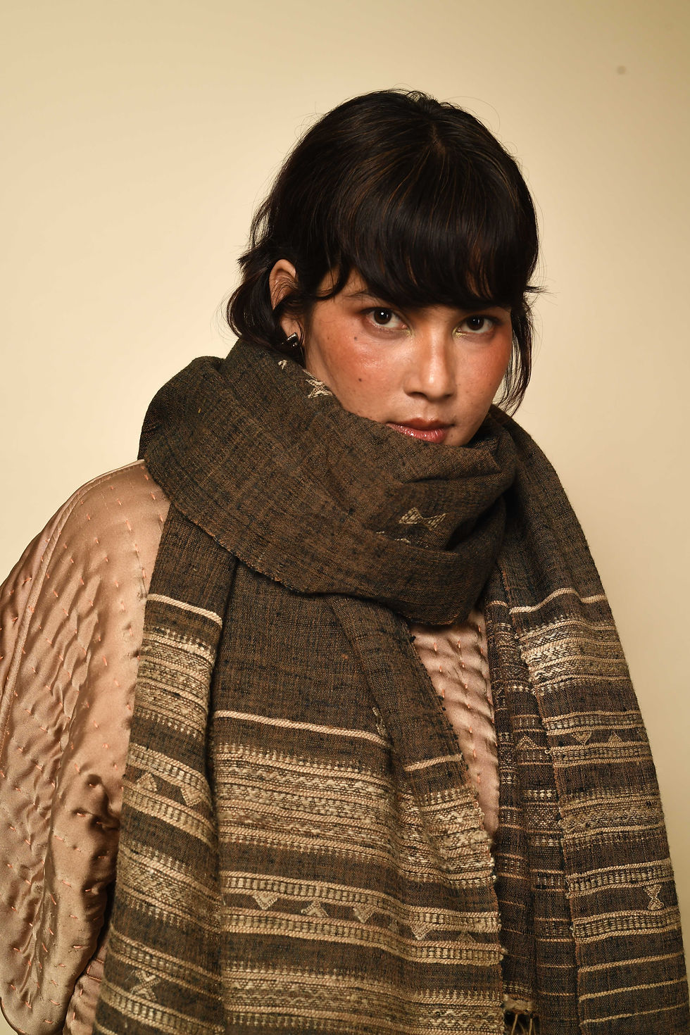 Thumbnail: Vankar Silk-Wool Scarf | dark umber