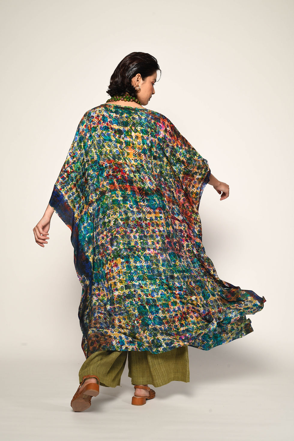 Thumbnail: Drop Cloth Silk Kaftan | moss