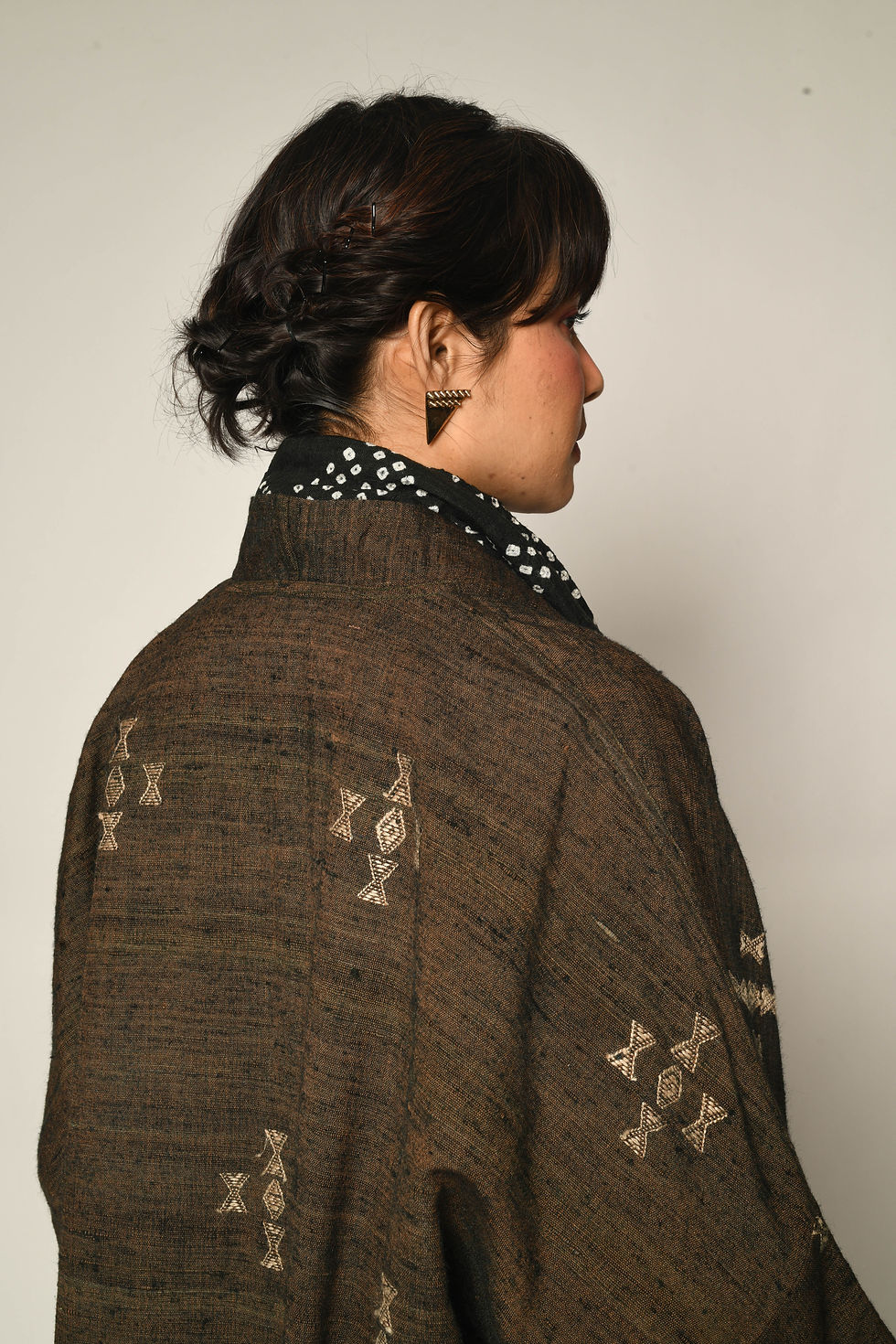 Thumbnail: Vankar Silk-Wool Duster Coat | dark umber