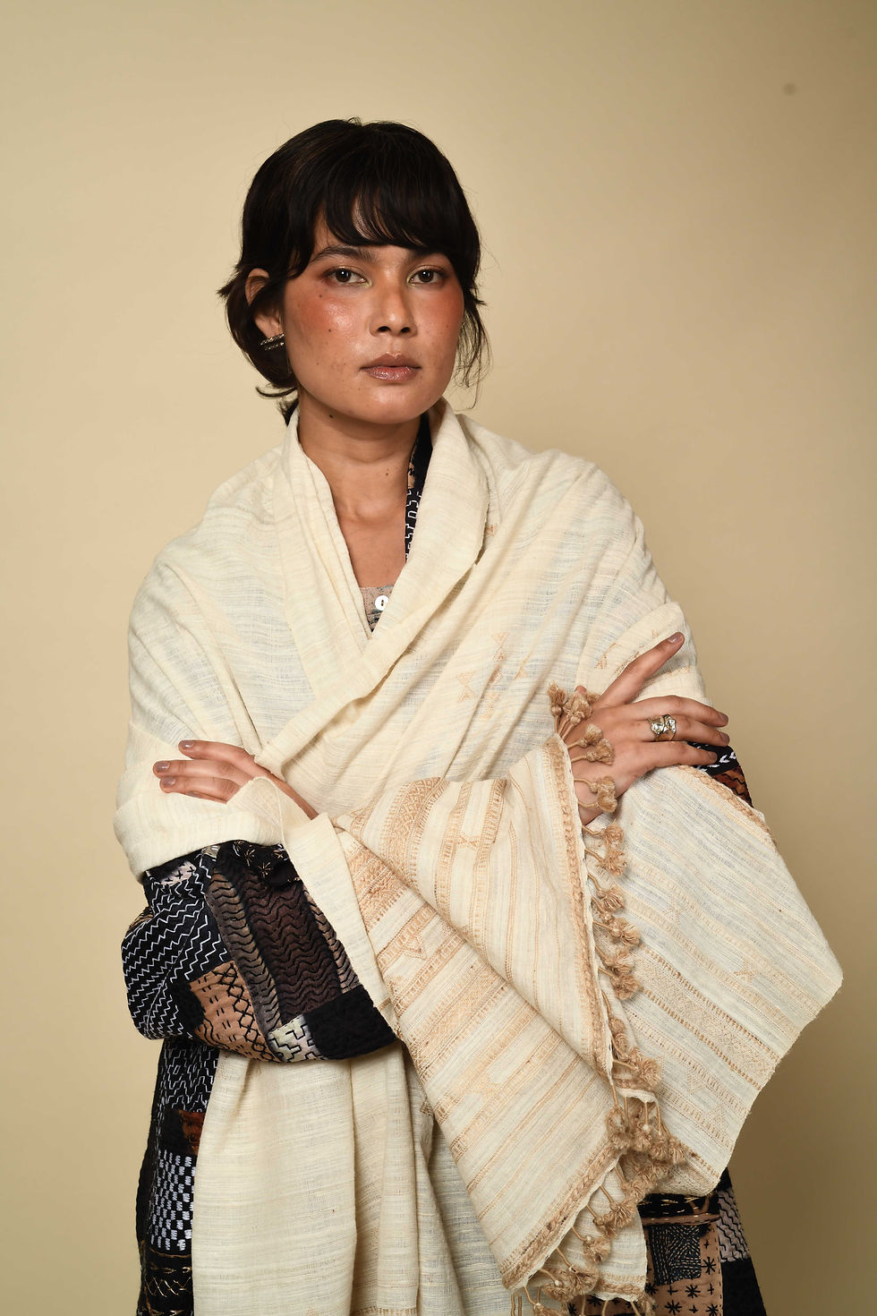 Thumbnail: Vankar Silk-Wool Wrap | ivory