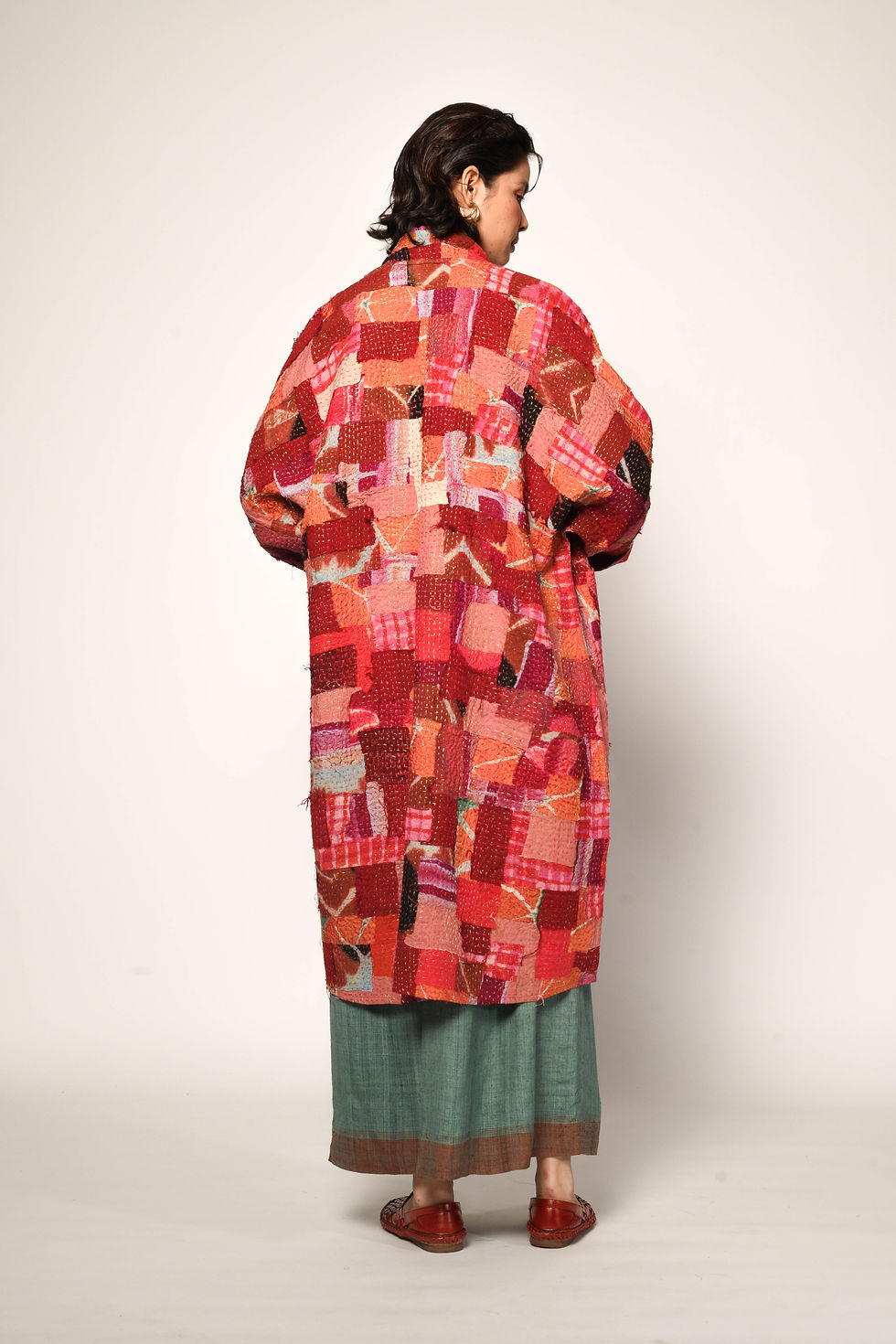 Thumbnail: Kantha Patch Duster | burnt orange & rani pink
