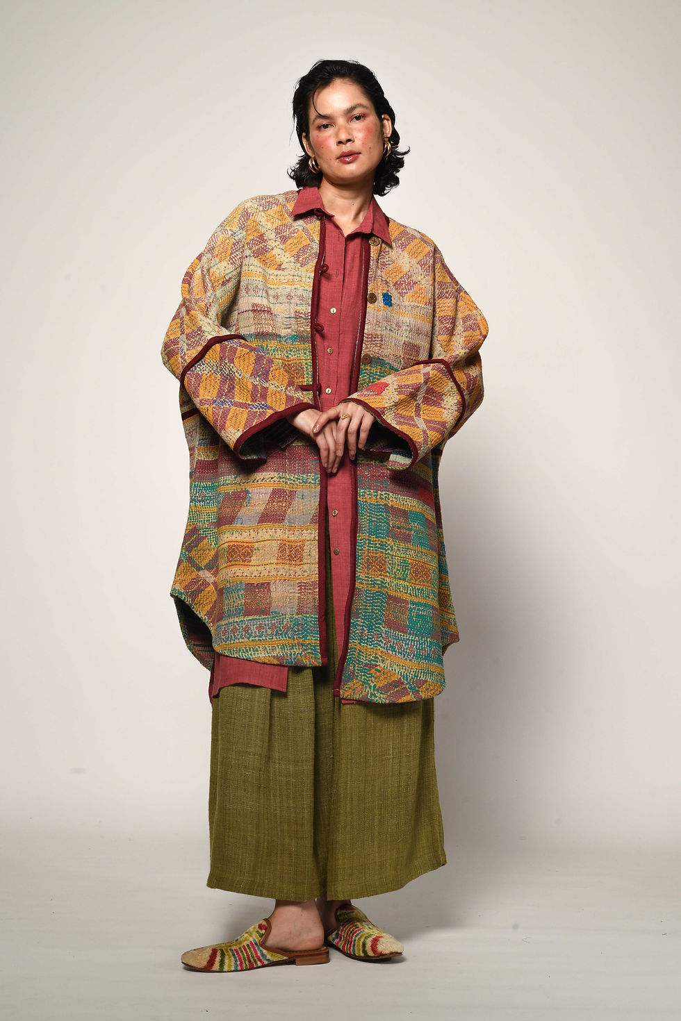 Thumbnail: Reversible Vintage Kantha Coat | sahel