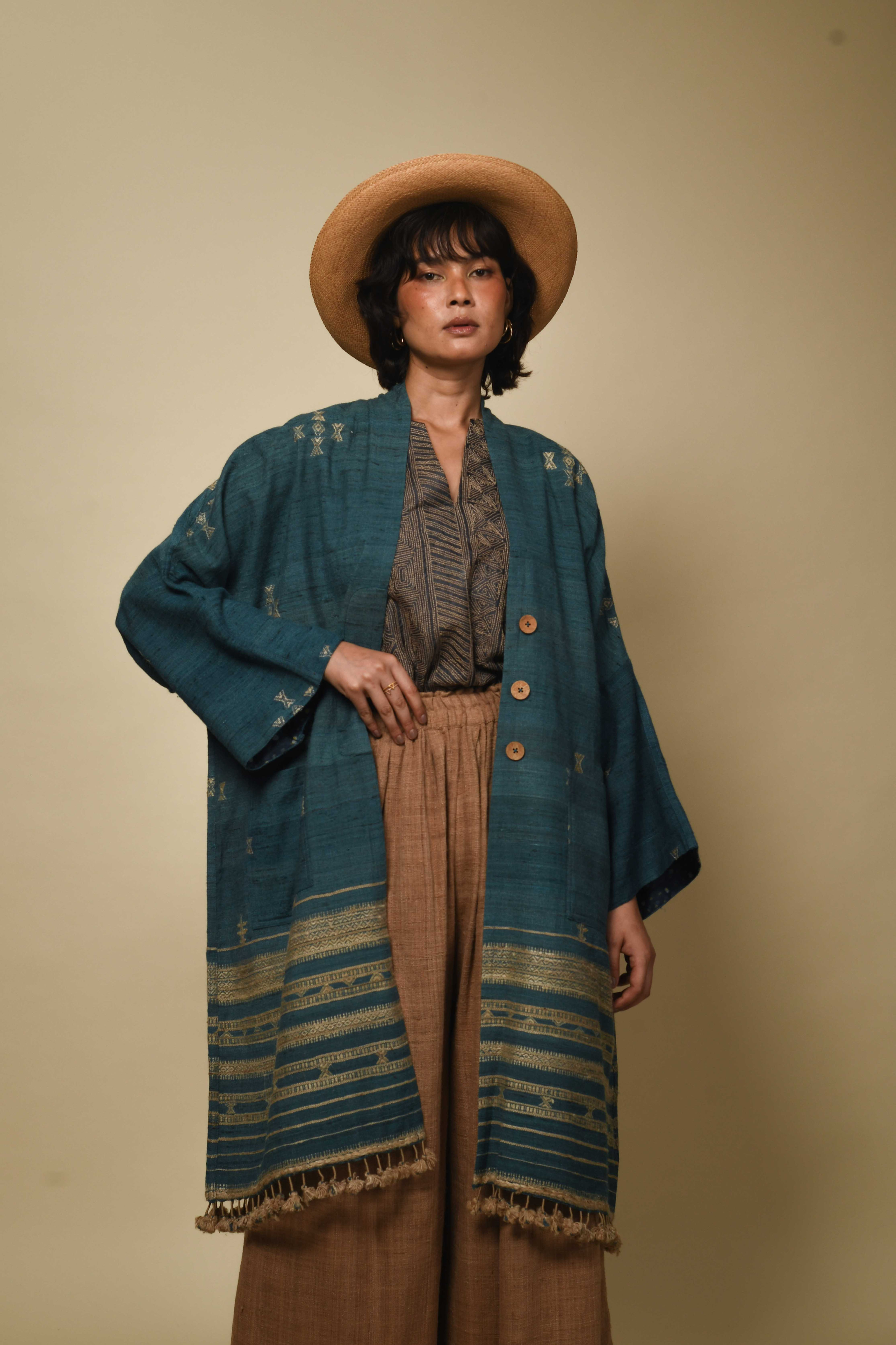 Vankar Silk-Wool Duster Coat | indigo