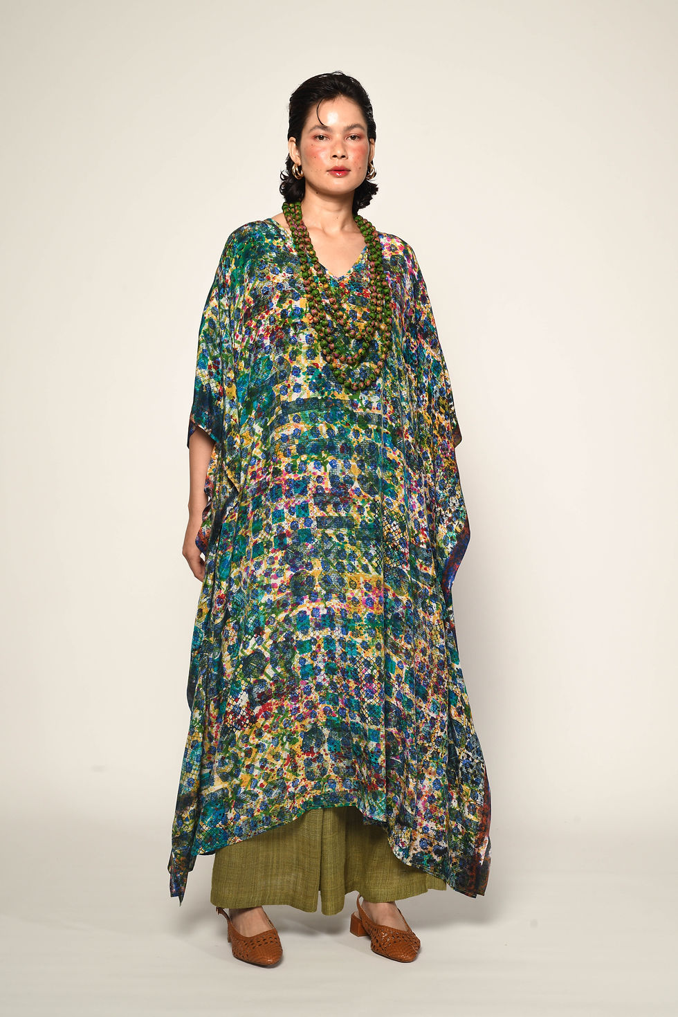 Thumbnail: Drop Cloth Silk Kaftan | moss