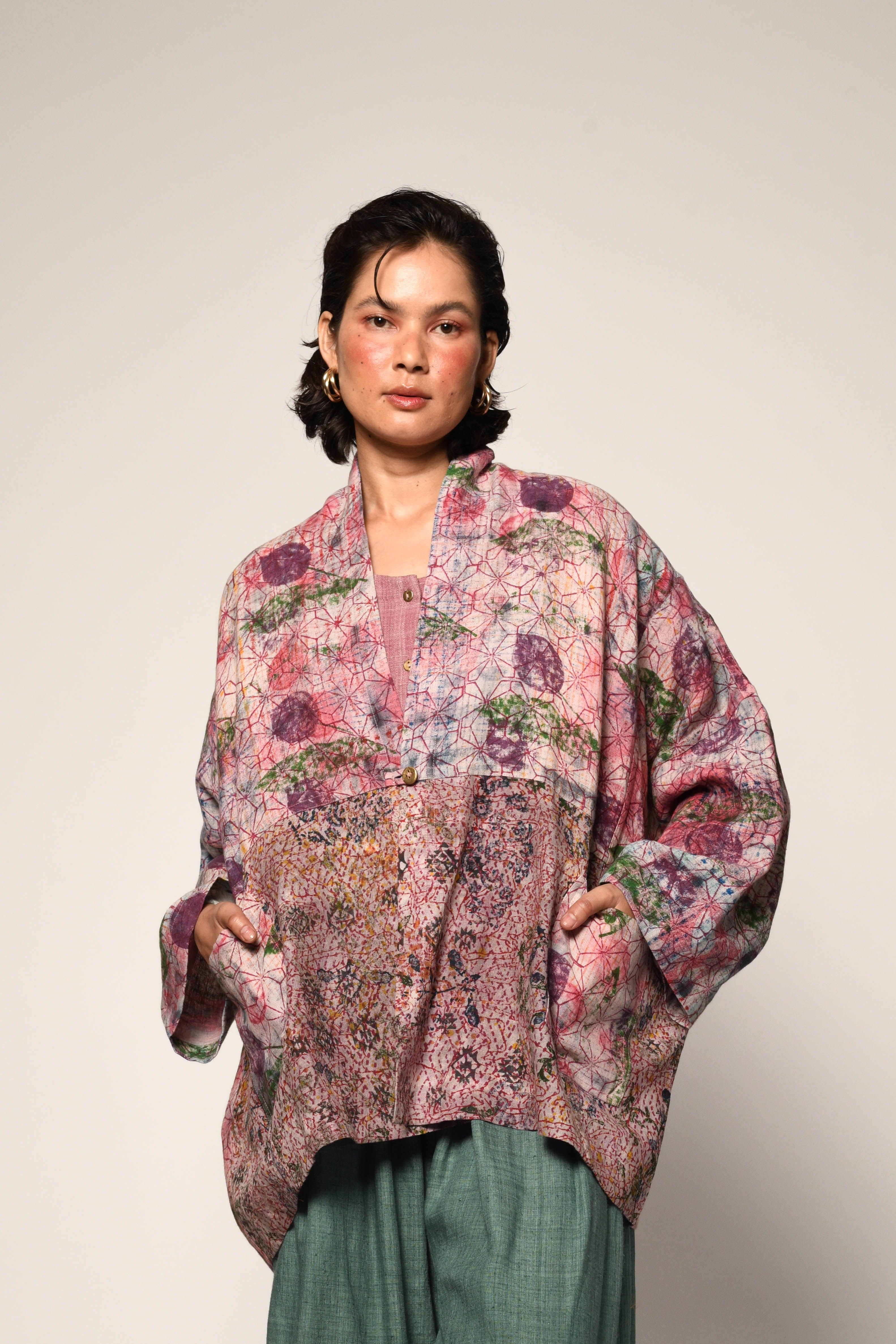 Drop Cloth Linen Hanten Jacket | dusk