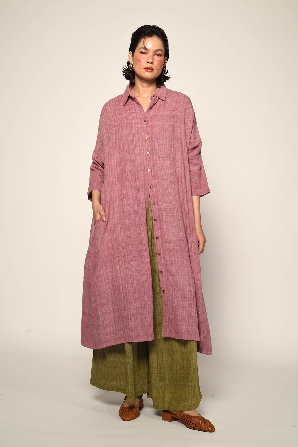 Thumbnail: Eri Peace Silk Artist Dress | natural dye sappanwood pink