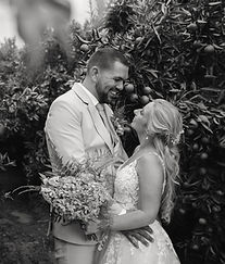 newly wed couple in black and white picture