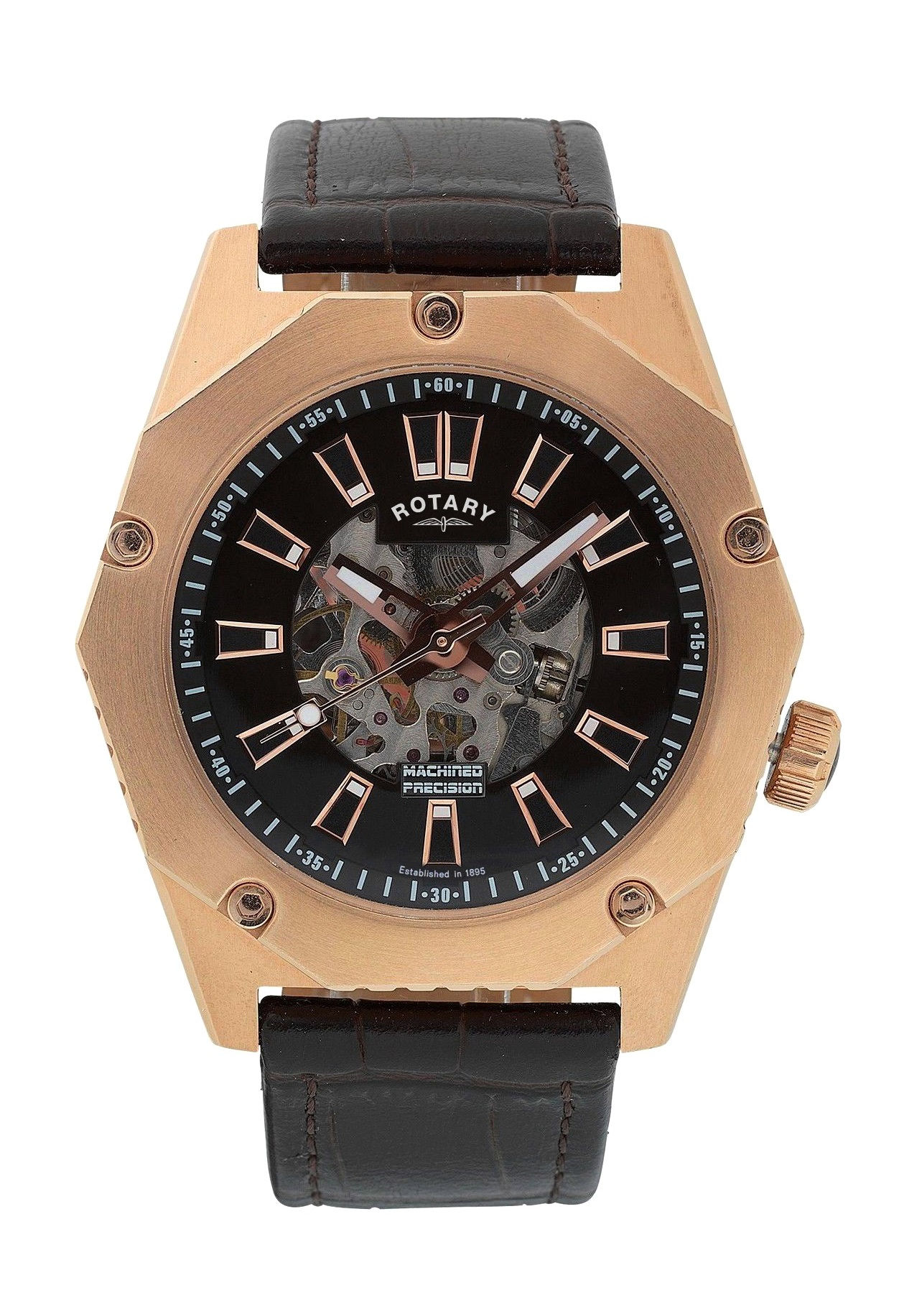 Rotary Fusion Rose Gold Leather Automatic