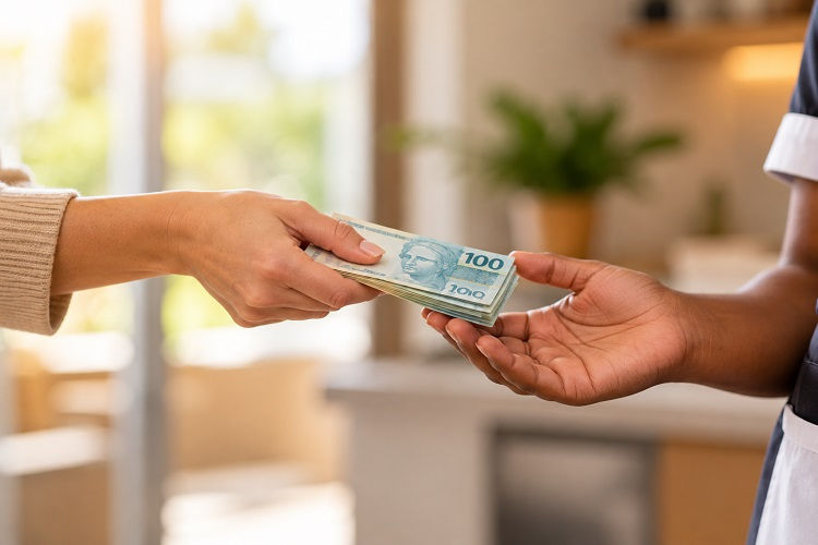 Empregador doméstico emprestando dinheiro para a empregada ou babá