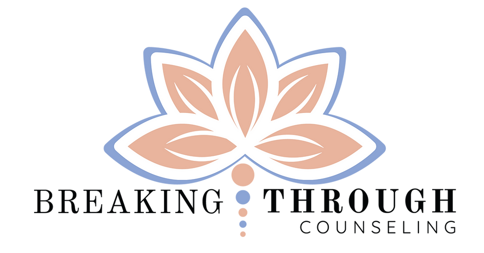 Breaking Through Counseling main logo with lotus flower as main symbol